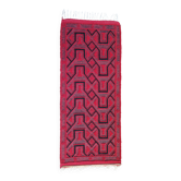 Ancien tapis grecque tissé main artisanale rouge & noir 142x60 cm
