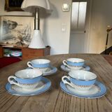 Blue earthenware coffee set