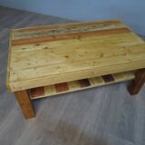 Coffee table with rustic wooden shelf