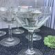 Champagne cups in art deco crystal, engraved with acid