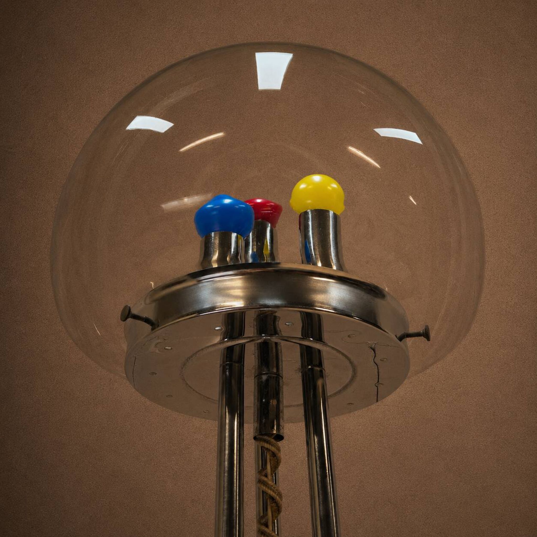 Vintage Italian Space Age floor lamp chrome and glass (70s)