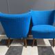 ensemble de 2 chaises de cocktail bleues des années 1960