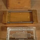 Beurrier en verre moulé bois inox art déco
