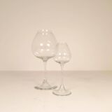 Large collection of Midcentury tulip glasses by Orrefors Nils Landberg, Sweden, 1950s.