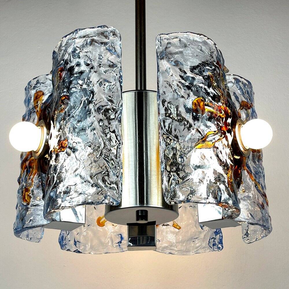 Mid-century Murano glass chandelier attributed to Toni Zuccheri for Mazzega, Italy, 1970s.