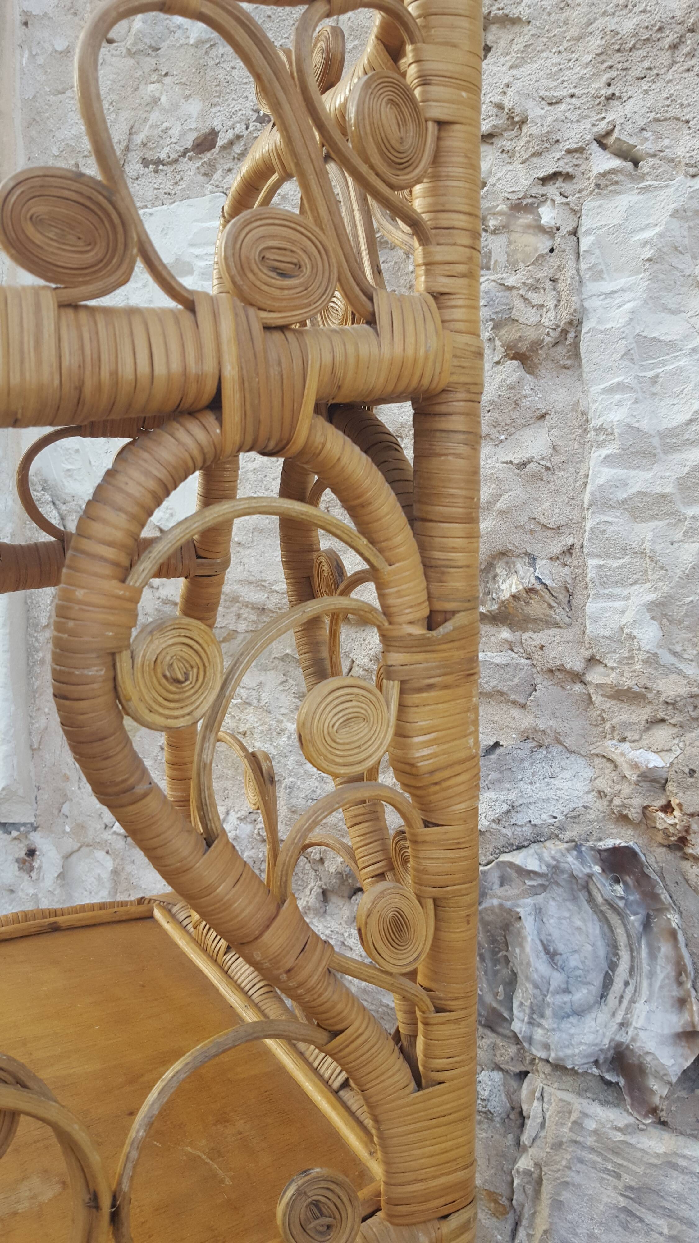 Vintage rattan notch shelf