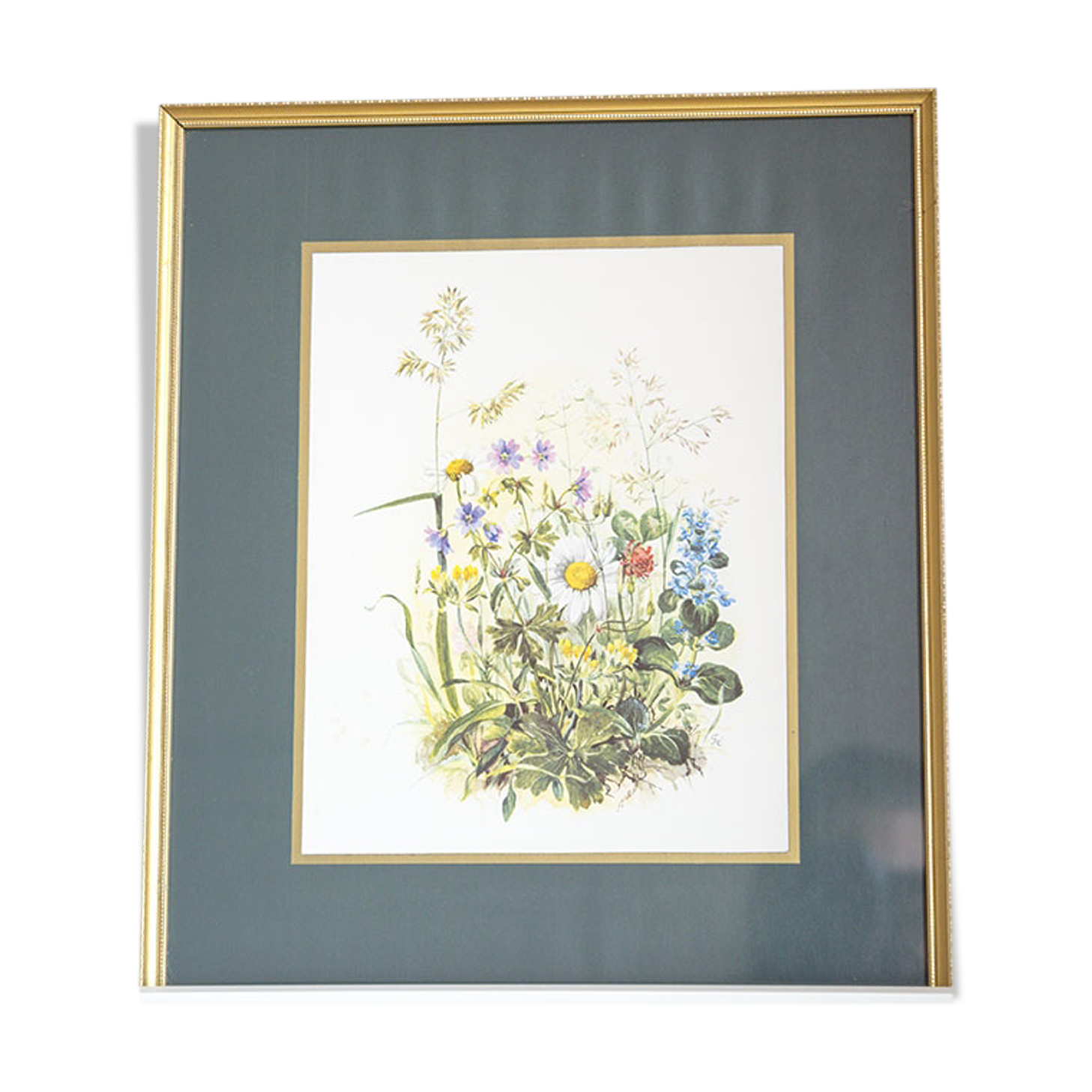 Frame with reproduction of country bouquet