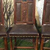 6 walnut chairs - renaissance style marble 19th century