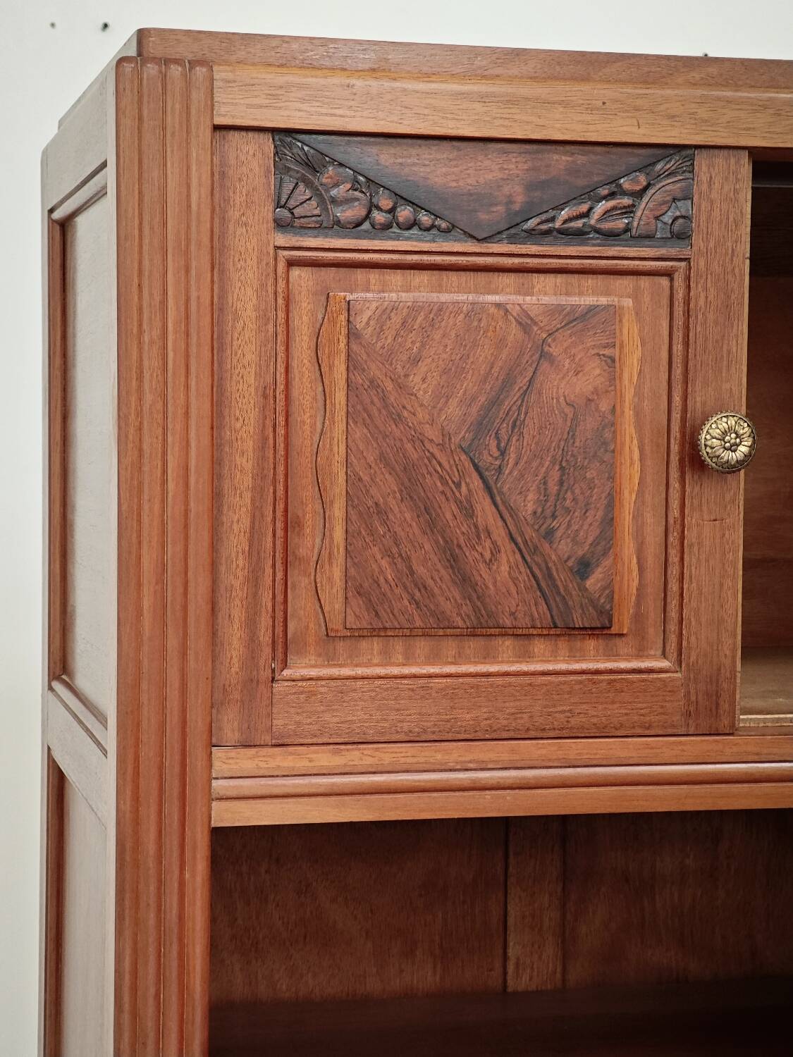 Antique wooden gramophone sideboard Art Deco France 1950