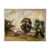 Painting of a French countryside village