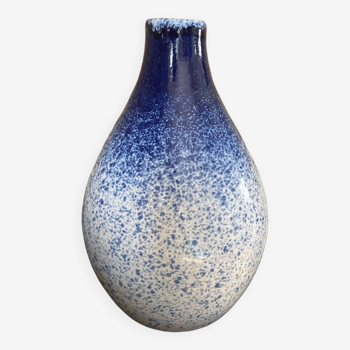 Blue and white speckled vase