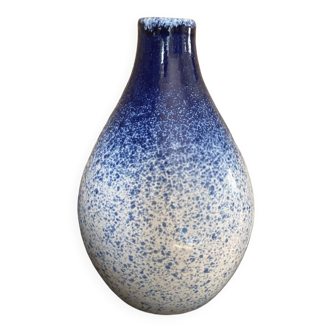 Blue and white speckled vase