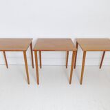 Vintage Teak & Brass Stacking Nest Of Tables Coffee Table By Georg Petersens  Denmark