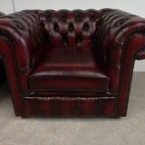 Chesterfield burgundy leather armchairs