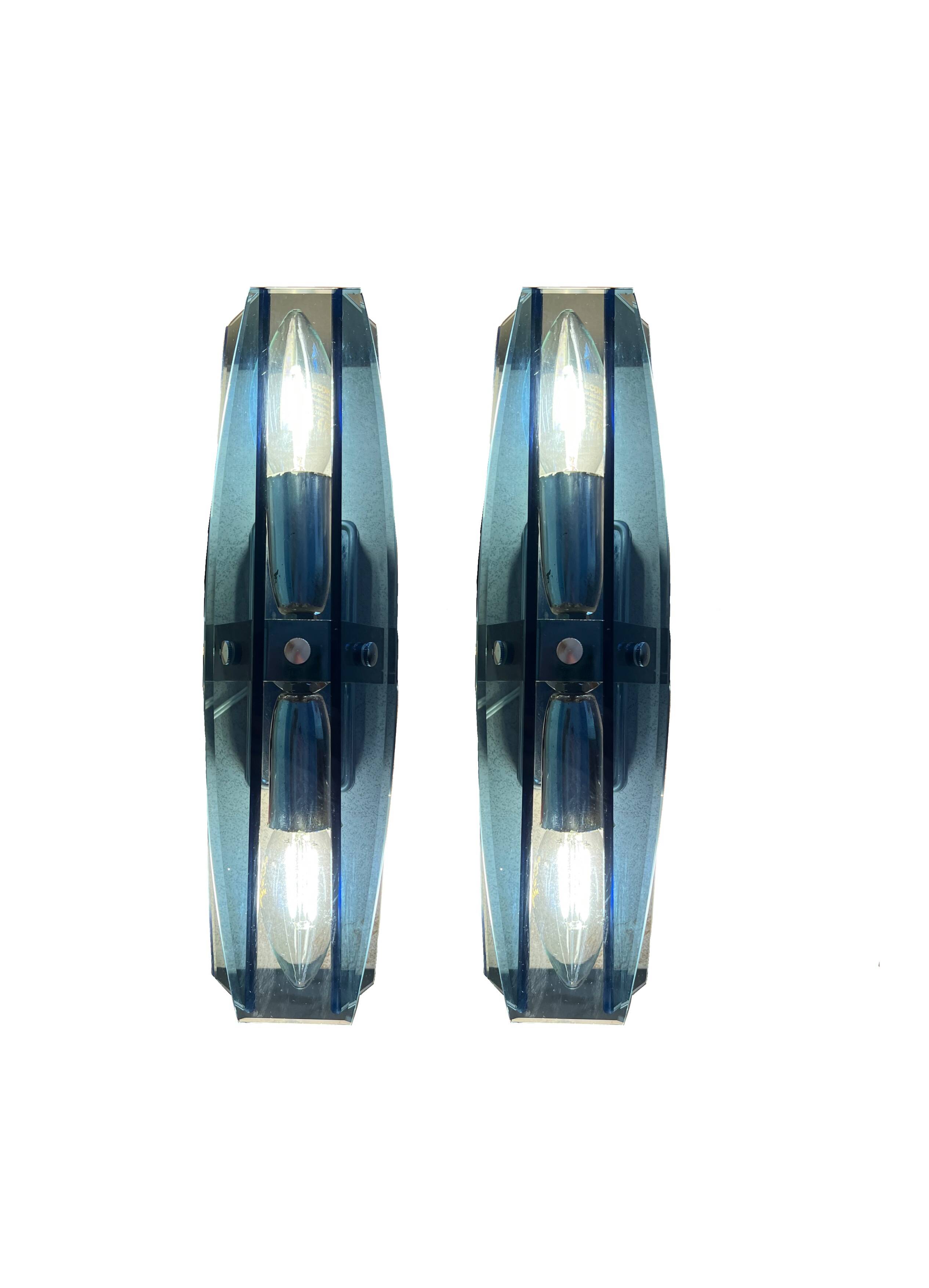 Pair of wall lights attributed to Veca for Fontana Arte, 70s