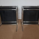 Pair of square armchairs, imitation leather – 1970