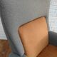 Danish designed armchair 70's, wool, nubuck leather, completely renovated
