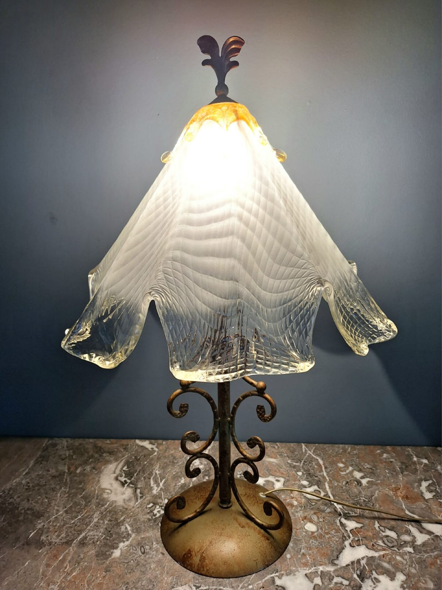Large vintage Murano lamp, antique design light fixture.