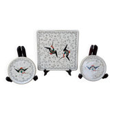 Dessous de plat et 2 dessous de bouteille Longwy modèle Chypre