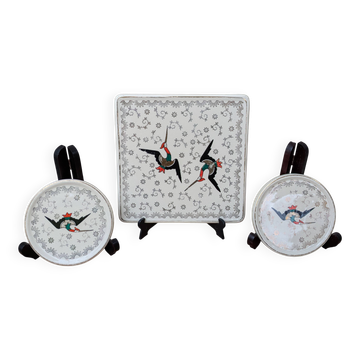 Dessous de plat et 2 dessous de bouteille Longwy modèle Chypre
