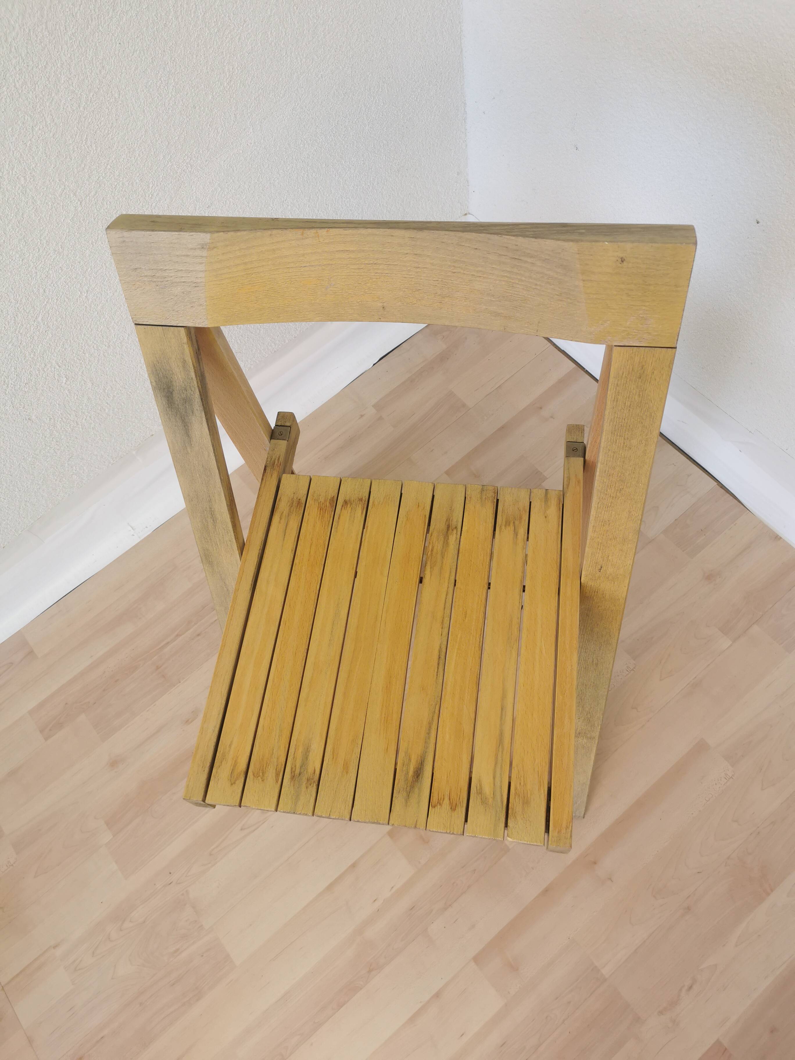Vintage Aldo Jacober Folding Wooden Chair: Mid-Century Trieste Stool