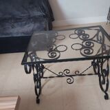 Table basse ancienne en fer forgé