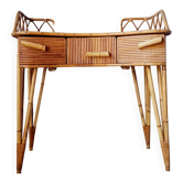 Rattan and bamboo dressing table with mirror – 1960s