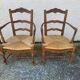 Pair of provencal straw armchairs in walnut