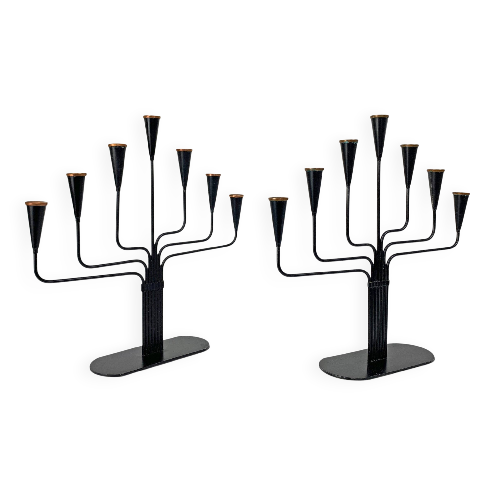 Pair of candelabra by Gunnar Ander for Ystad Metall, Sweden, 1950s.