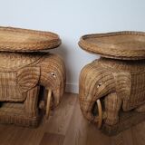 Pair of rattan elephant tables