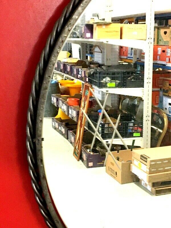 Mirror medallion suspended by a braid forged unique craft 64cm