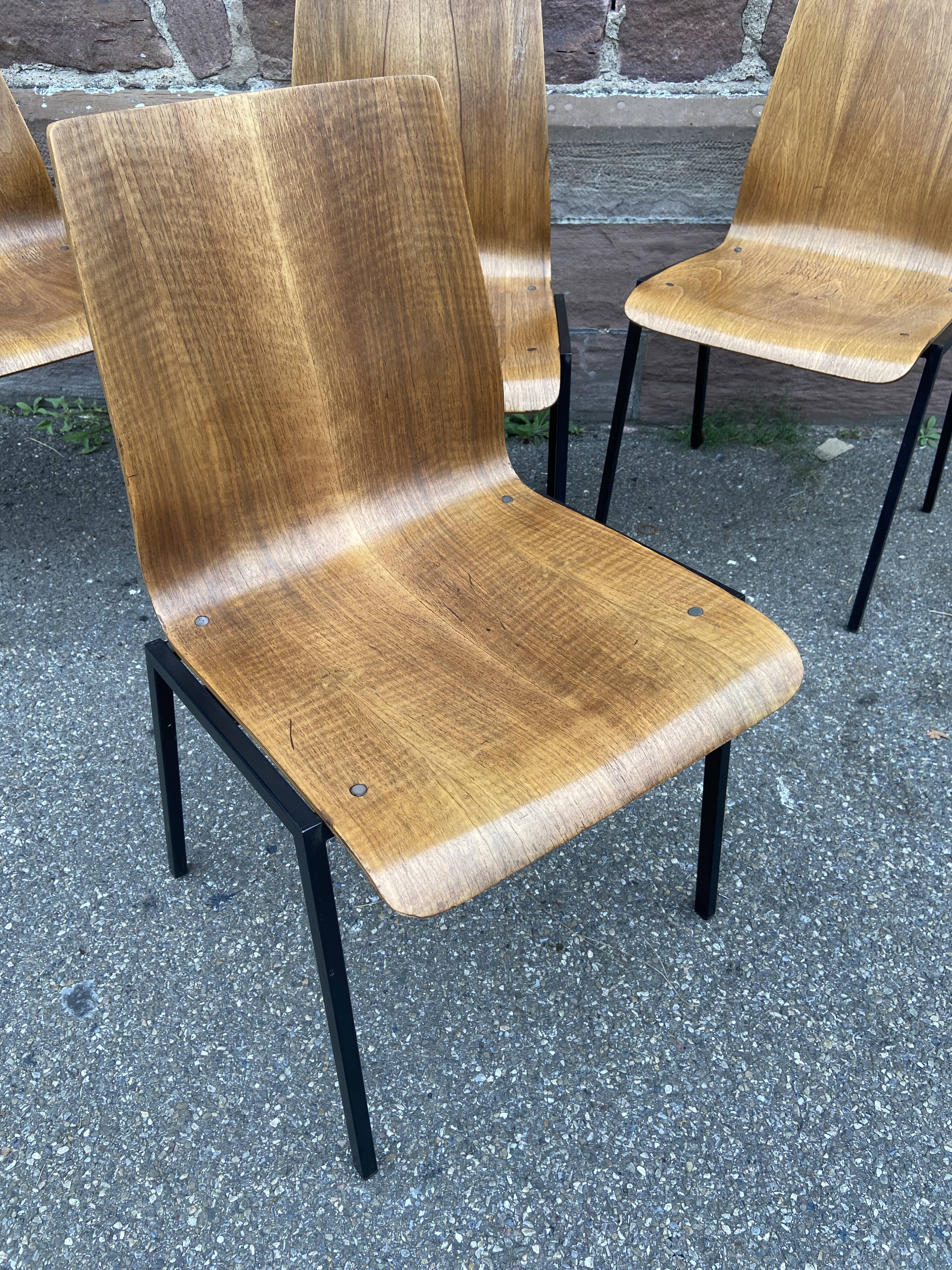 Suite of 4 chairs design Drabert Germany 1970 Scandinavian vintage