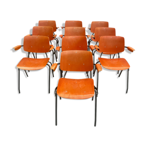 10 Fauteuils école bois de kho