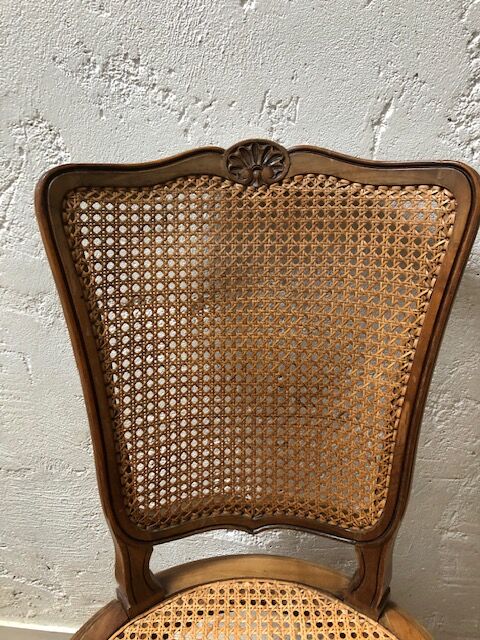 Old wooden chair and caning