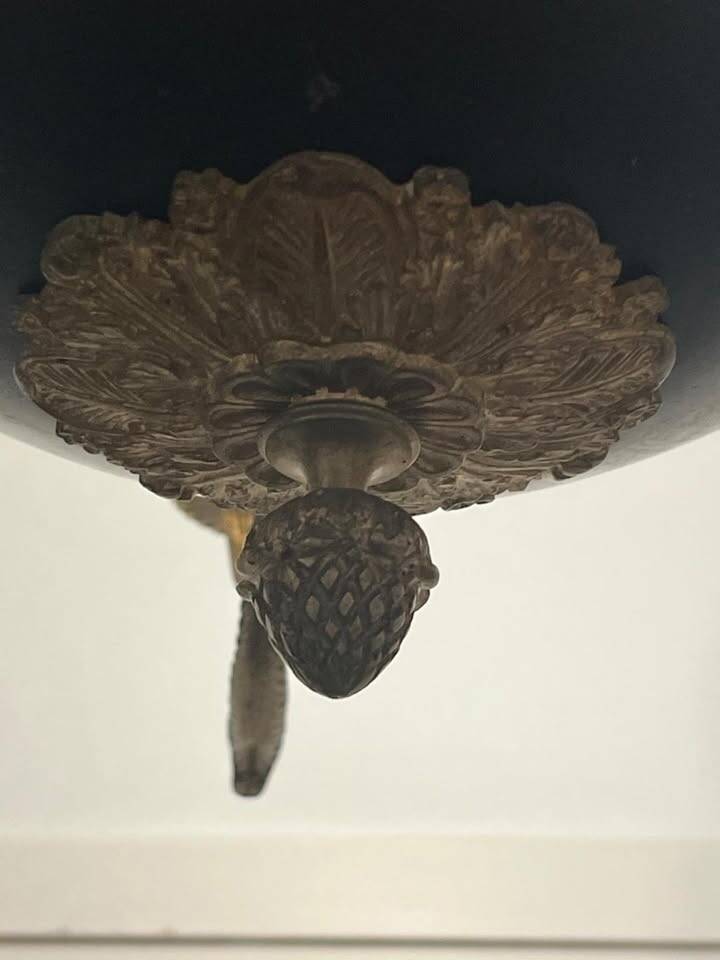 Antique bronze chandelier, Empire style, late 19th century.