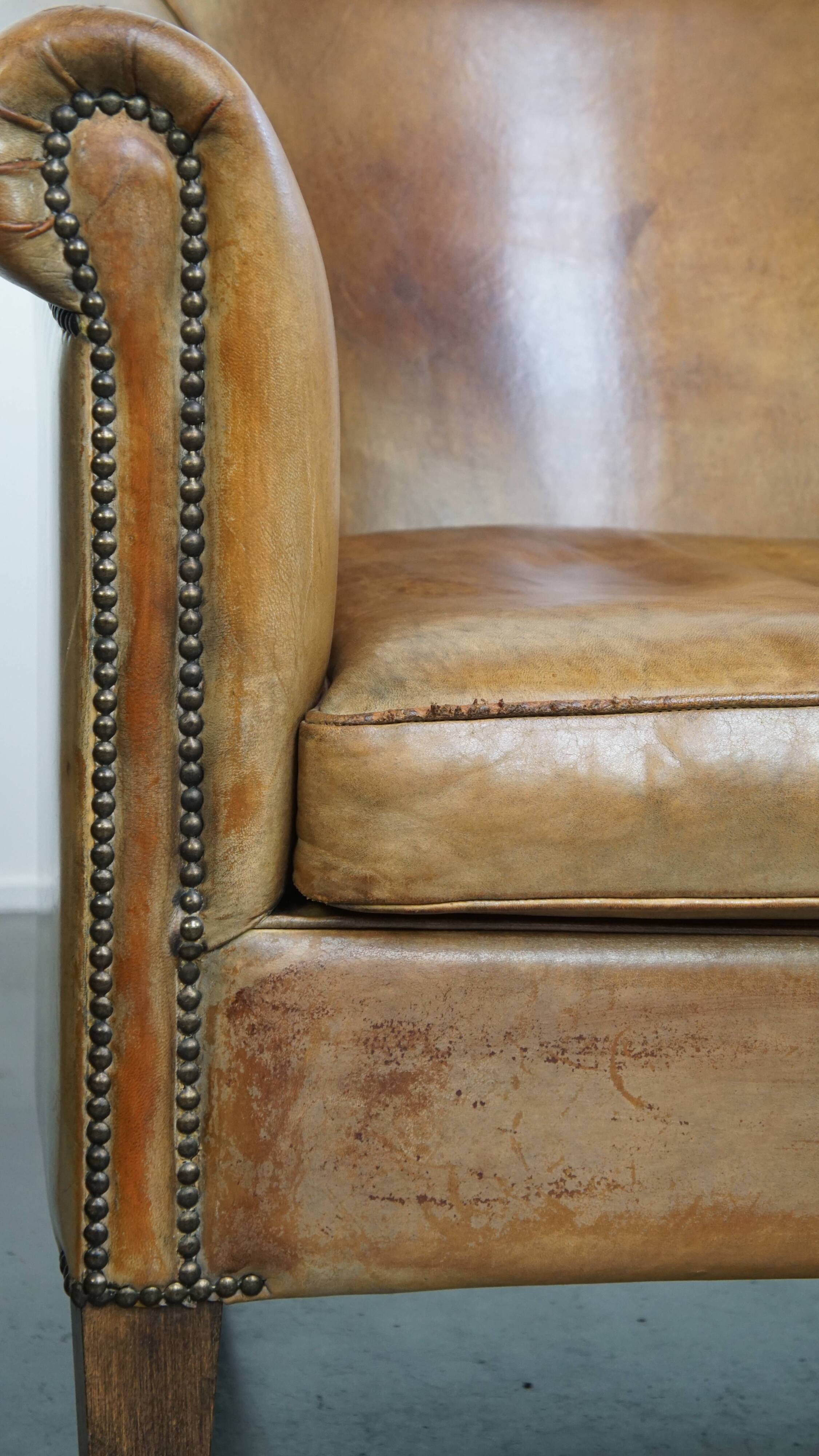 Set of 2 Sheepskin Leather Club Chairs by Nico van Oorschot