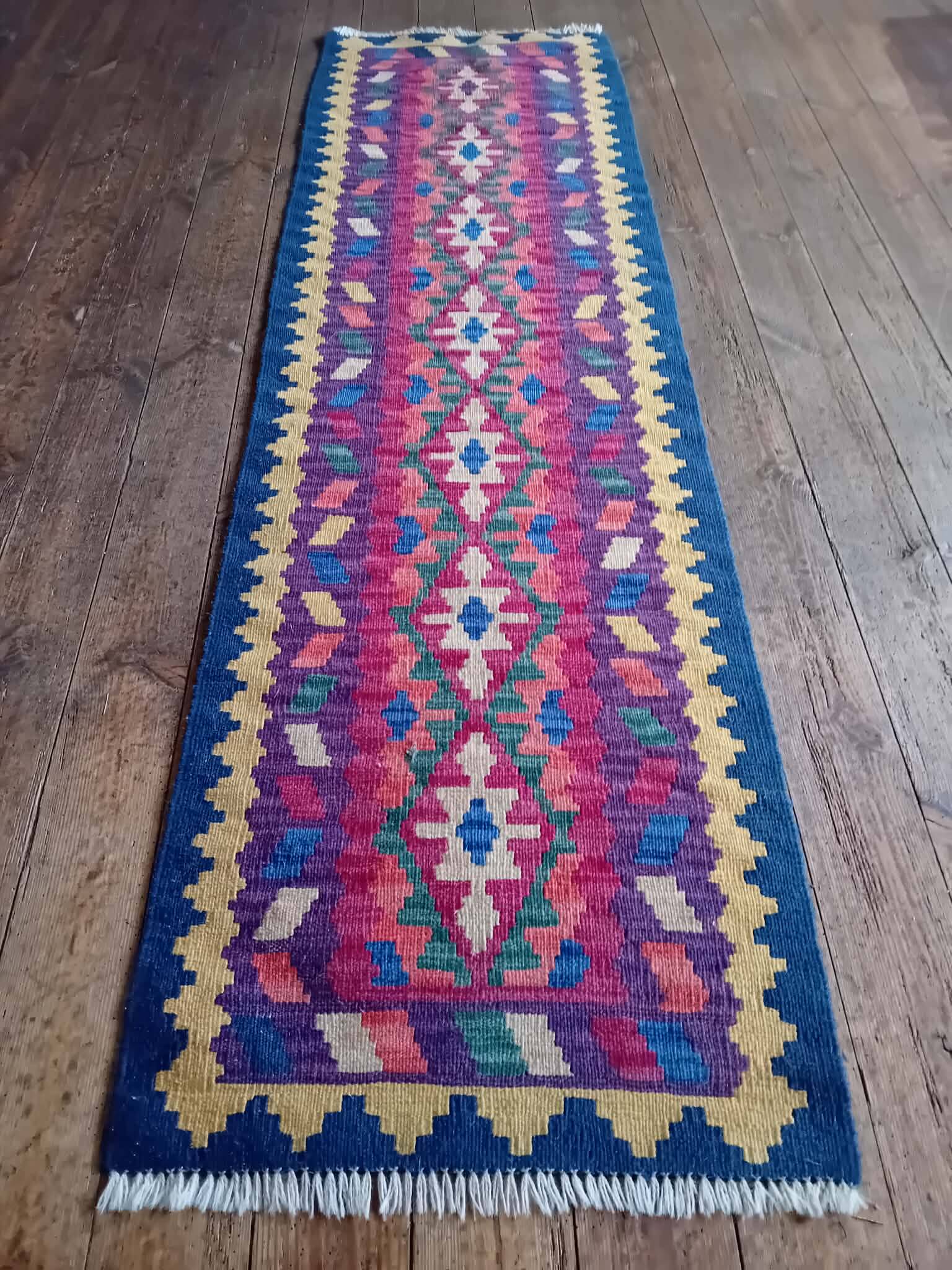 Handmade Persian Qashqai hallway rug 197x56cm