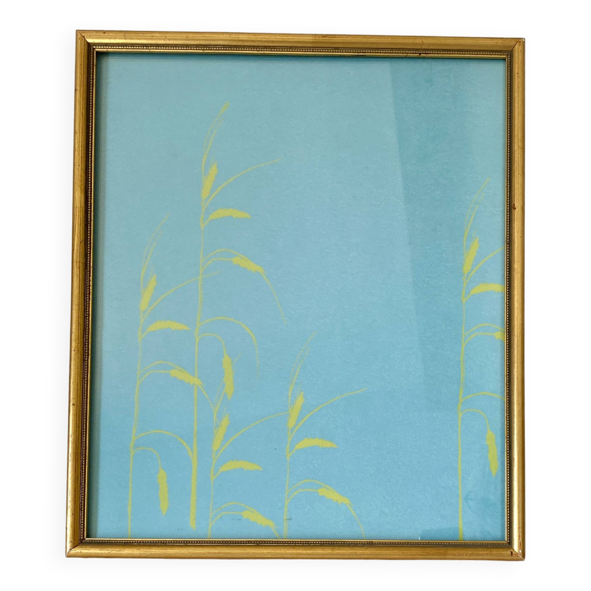 80s screen printing, gilded wood glass frame