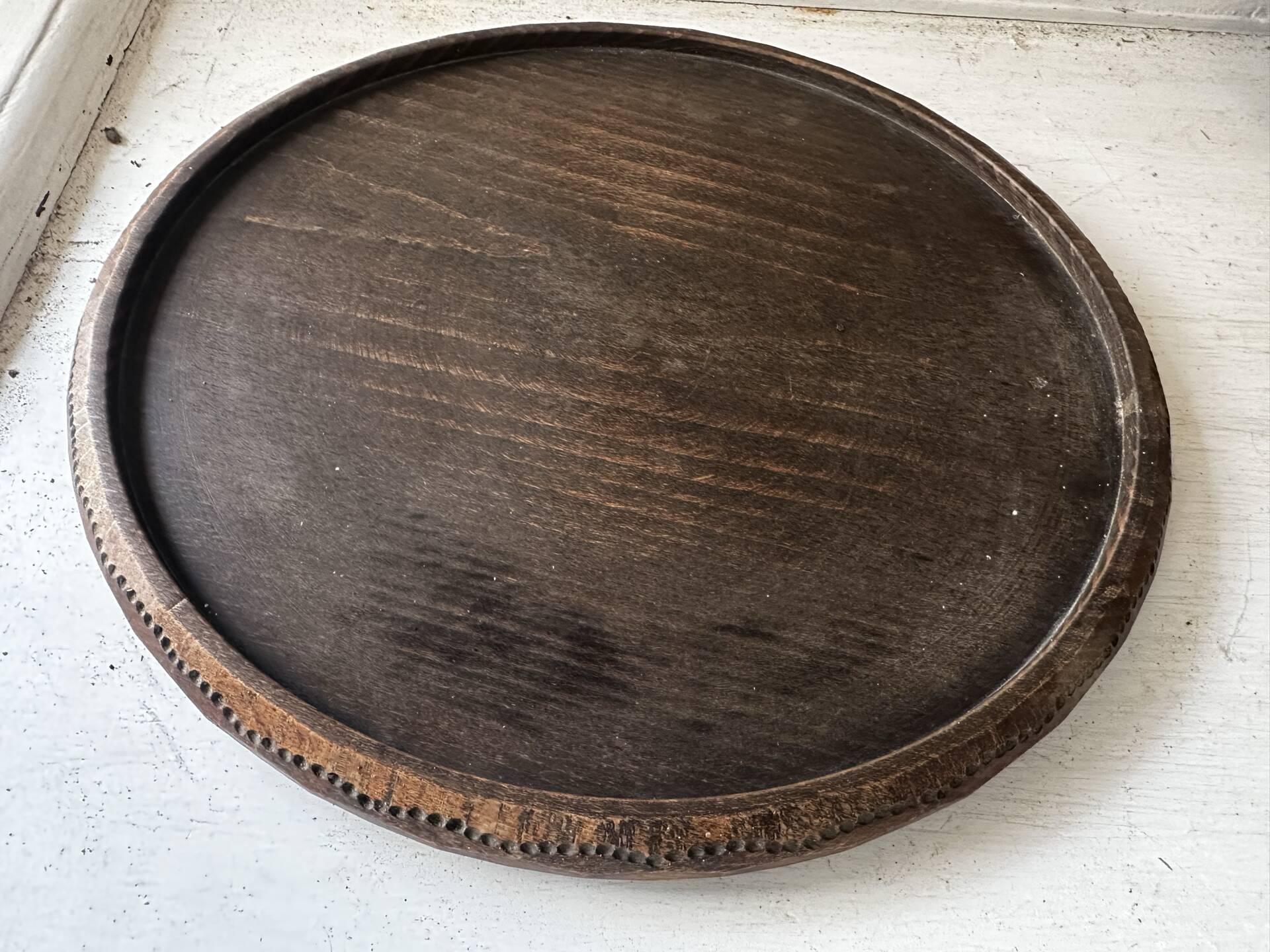 Mid-Century wooden platter or trivet - D 24 cm