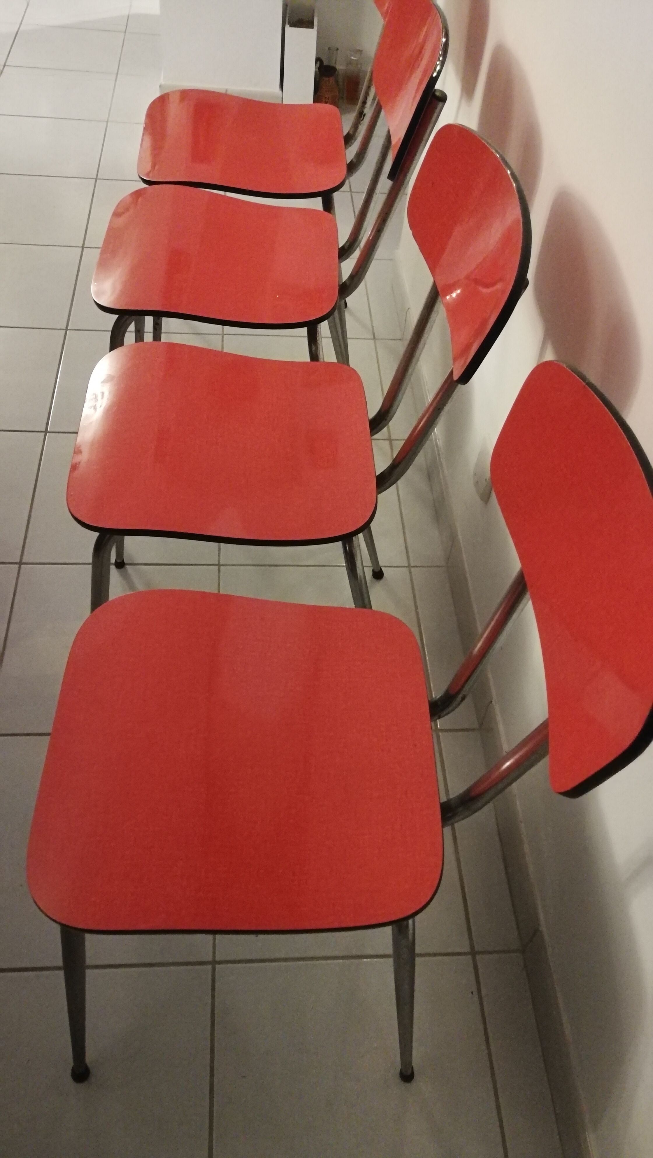 Lot de 4 chaises formica rouge