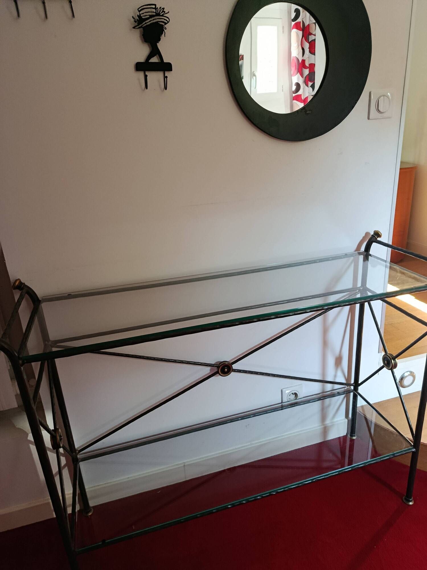 Glass and wrought iron console