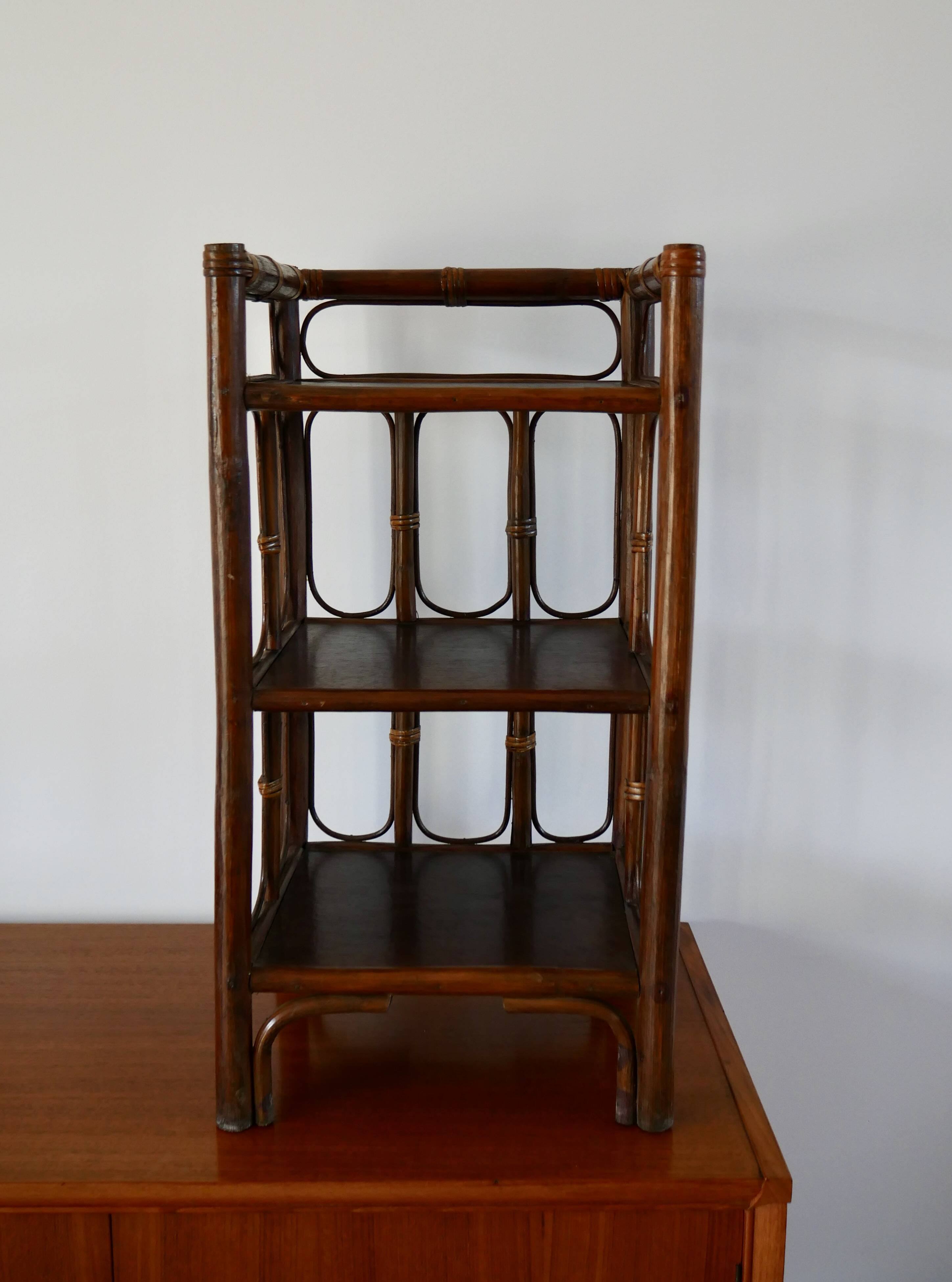 Rattan side table / bedside table bamboo style rattan bedside table bamboo style 70s