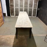 Black farmhouse table and white patinated top