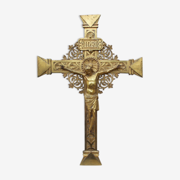 Beautiful altar cross old gilded bronze