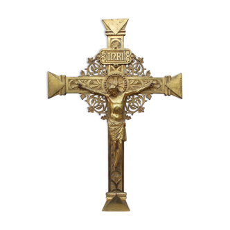 Beautiful altar cross old gilded bronze