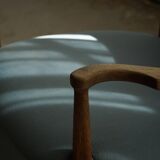 Modern Danish, curved oak chaise longue, attributed to Viggo Boesen, 1950s