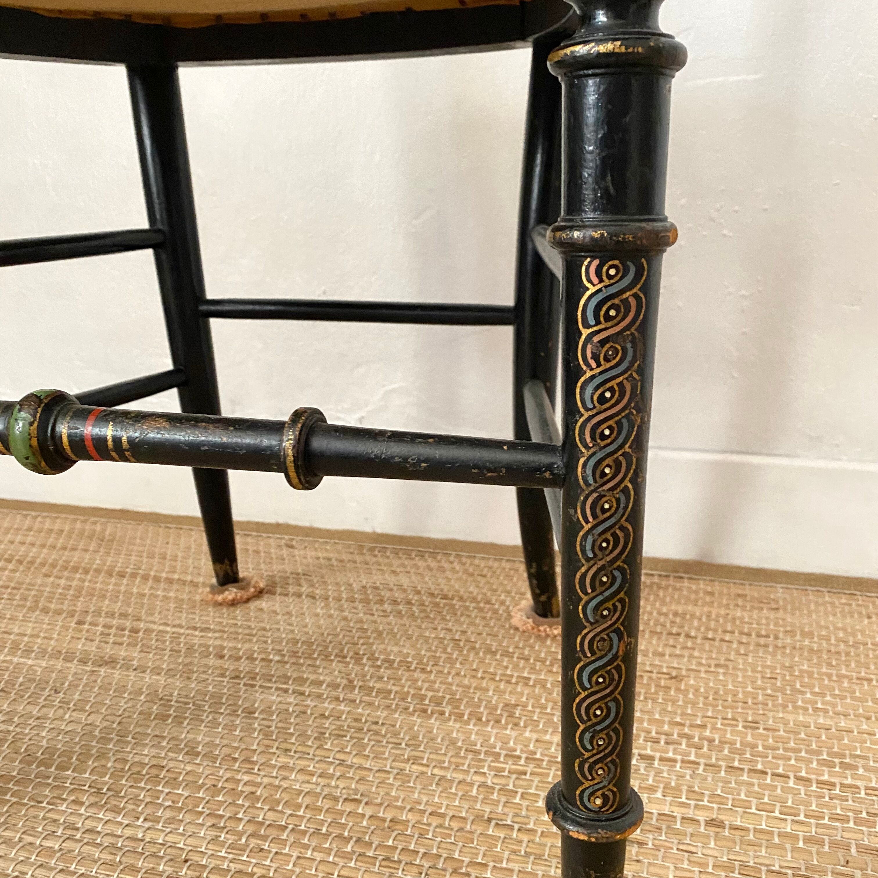 Antique chair napoleon III tapestry and painted wood