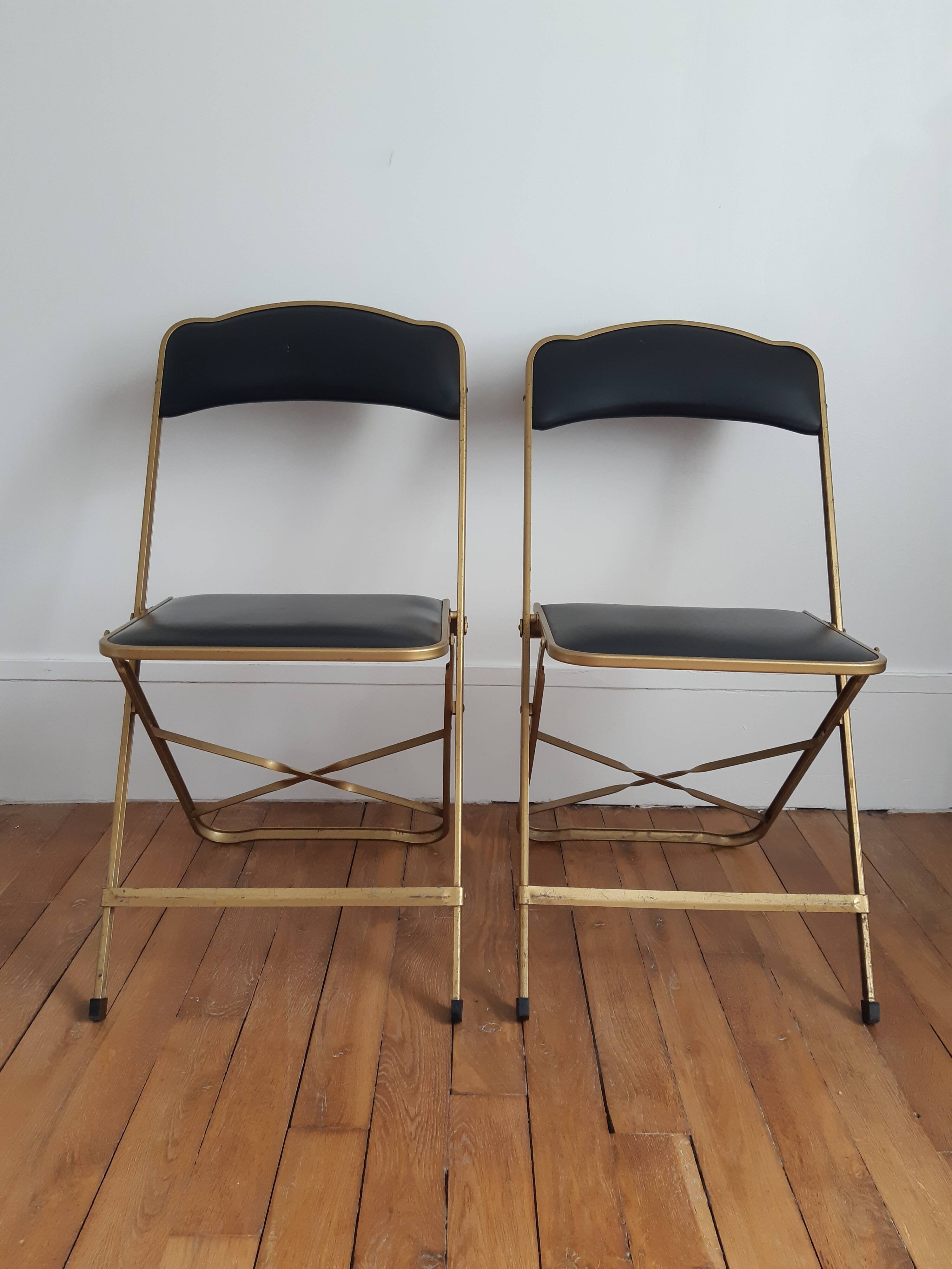 Lot de 2 chaises pliantes skai et métal