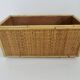 70s woven rattan and bamboo planter