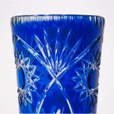 Blue crystal vase, Poland, 1960s